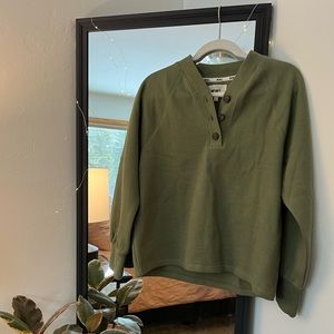 Madewell MWL Sage Green Waffle Henley Sweatshirt [medium]